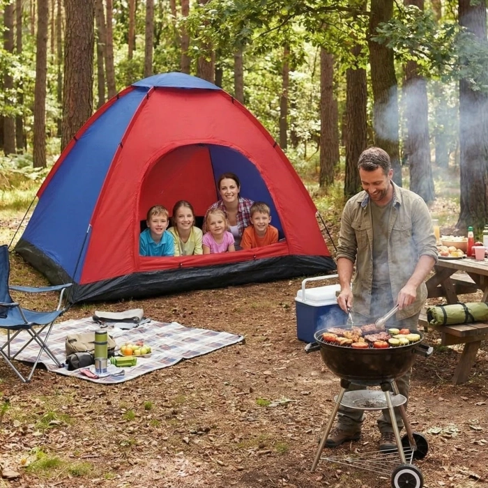 6 Kişilik Manuel Kurulum Kamp Çadırı – Aile, Doğa, Piknik ve Outdoor Kamp Çadırı 220x250x150 cm (5263)