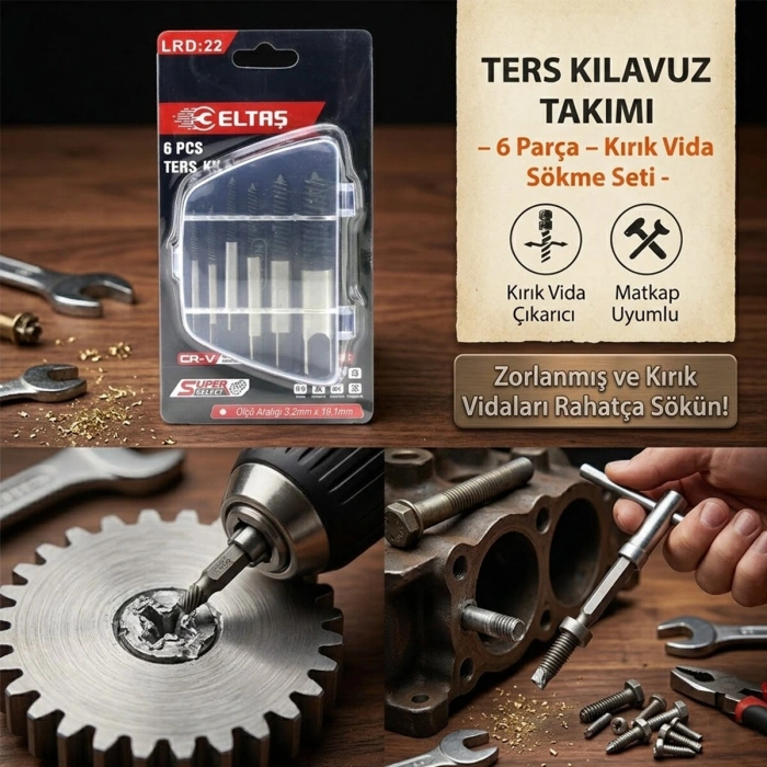 6 PCS  HASARLI VİDA ÇIKARICI SET -  SOLA DÖNEN  KLAVUZ UÇ (5263)