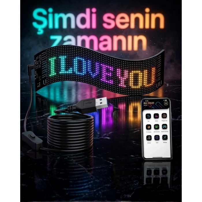 60 Cm Led Matrix Panel 16x96 Piksel Bluetooth Kontrollü Rgb Kayan Yazı Ekranı