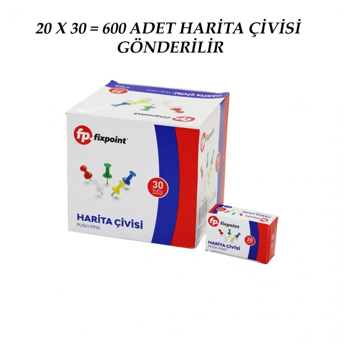 600 ADET HARİTA ÇİVİSİ RENKLİ = 20PCS X 30 (5263)
