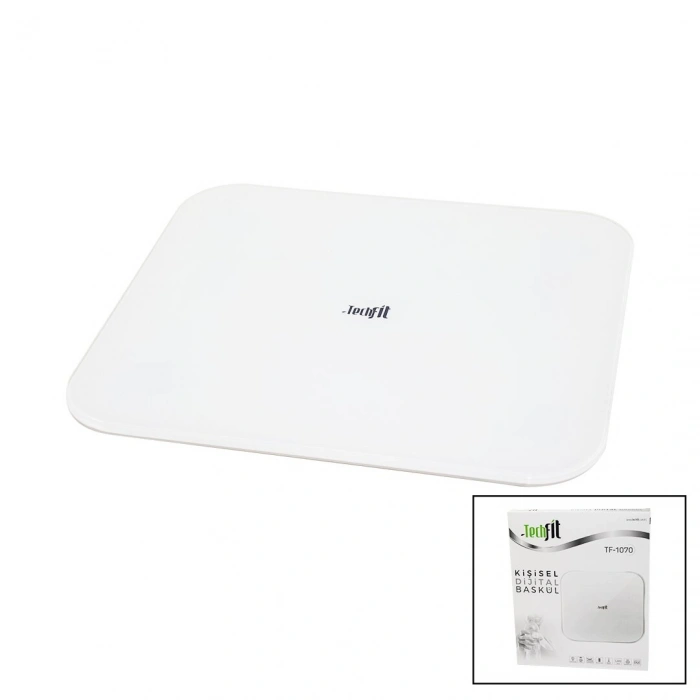 GİZLİ EKRAN -SOFT BEYAZ CAM ZEMİN  DİJİTAL BASKÜL TERAZİ 180KG SENSÖR -LED EKRAN -ODA℃ TF-1070 (5263)