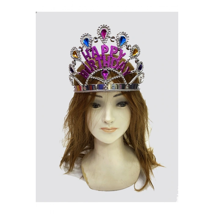 Gümüş Renk Happy Birthday Yazılı Doğum Günü Tacı 60 cm (5263)