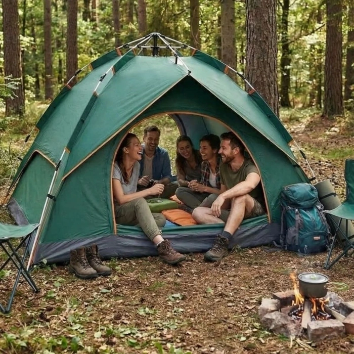  6 Kişilik Otomatik Kamp Çadırı – Çift Katmanlı, Suya Dayanıklı, Hızlı Kurulum Outdoor Aile ve Doğa Çadırı 200x250x150 cm (5263)
