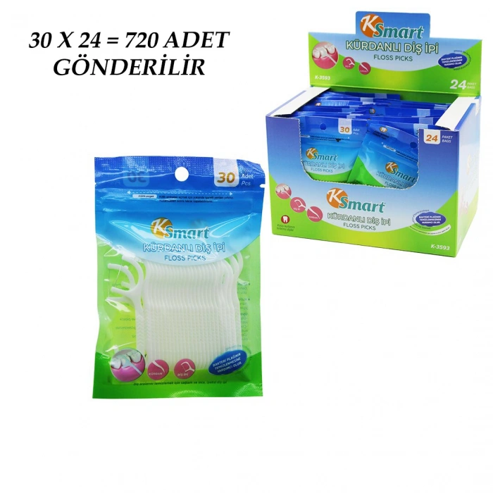 720 ADET POŞETLİ KÜRDANLI DİŞ İPİ = 30PCS X 24 (5263)