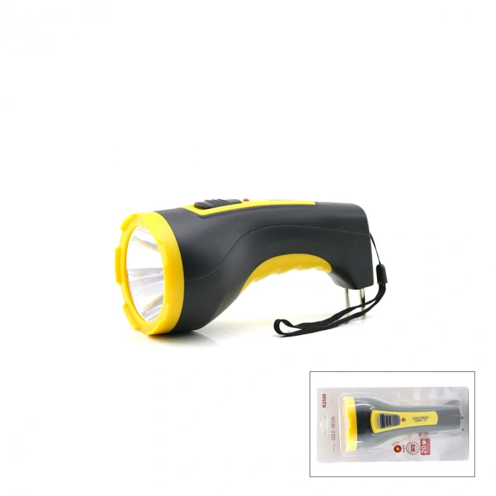 7W TEK LED BOMBELİ GÖVDE FİŞ ŞARJLI EL FENERİ UZUN MESAFELİ KAMBUR R2550 (5263)