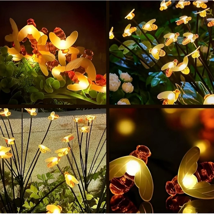 8 Ledli Bal Arısı Solar Bahçe Aydınlatması 2’li Paket