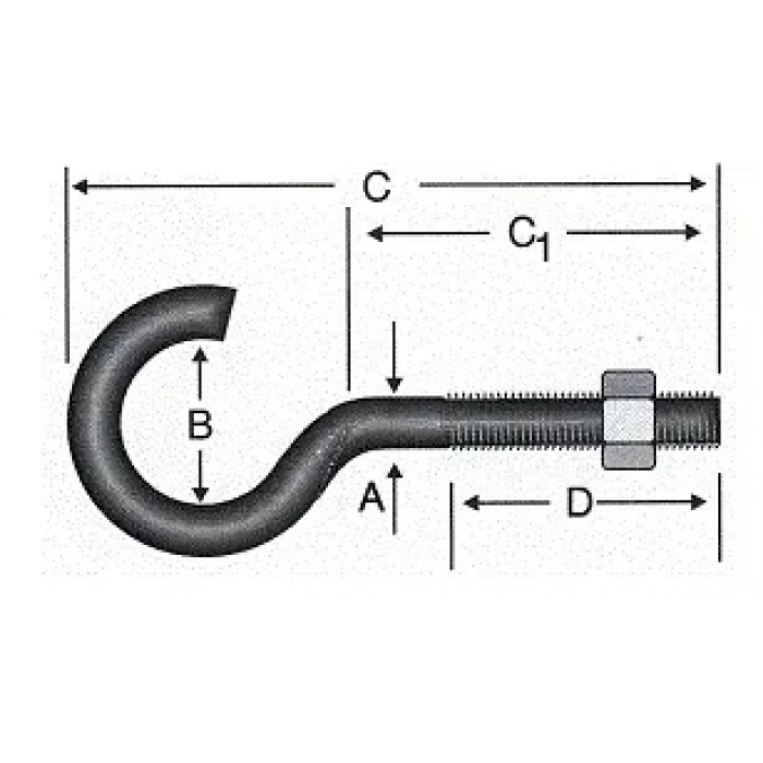 Açık Metrik Kanca M5 / 21x80 - 100 Adet