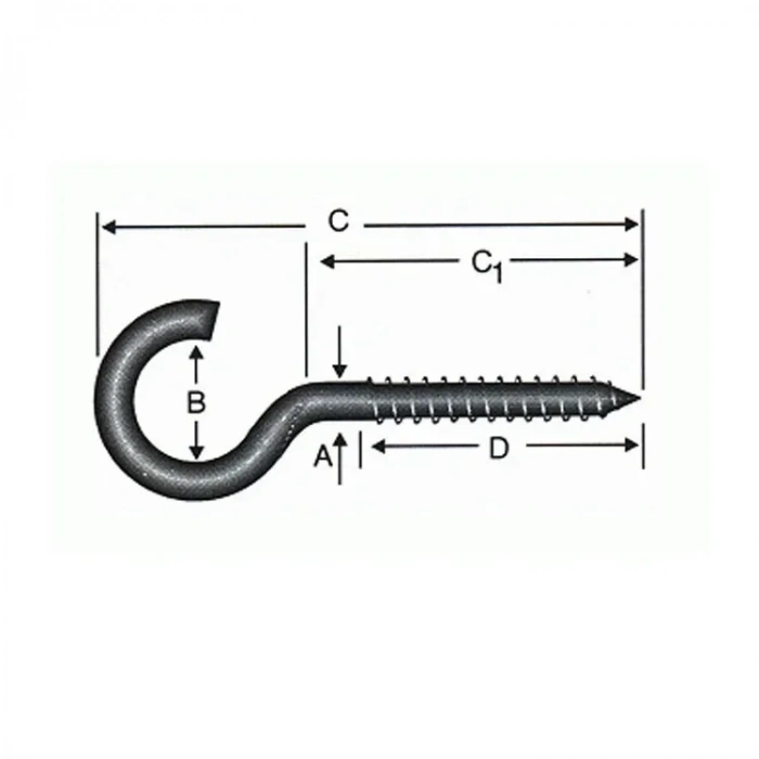 Açık Piton, Kanca, Çengel 20x80 - 144 Adet