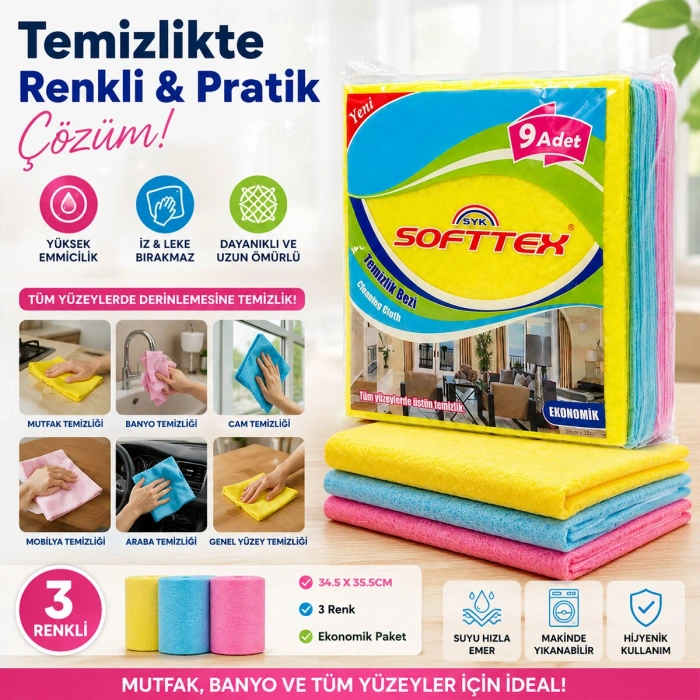 ACORD KOD-384 9 PARÇA  TEMİZLİK BEZİ 35X37CM (5263)