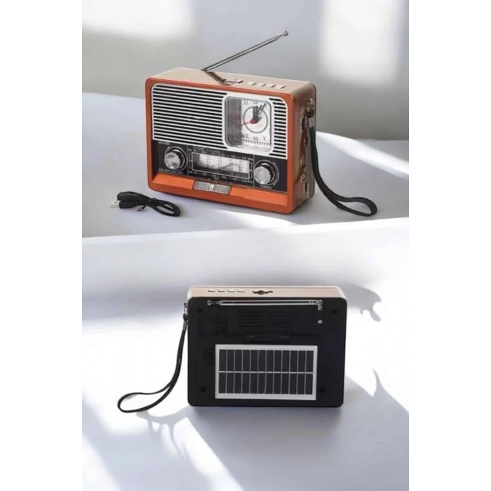 Ahşap Görünümlü Retro Bluetooth Radyo Usb,aux Ve Sd Kart Girişli