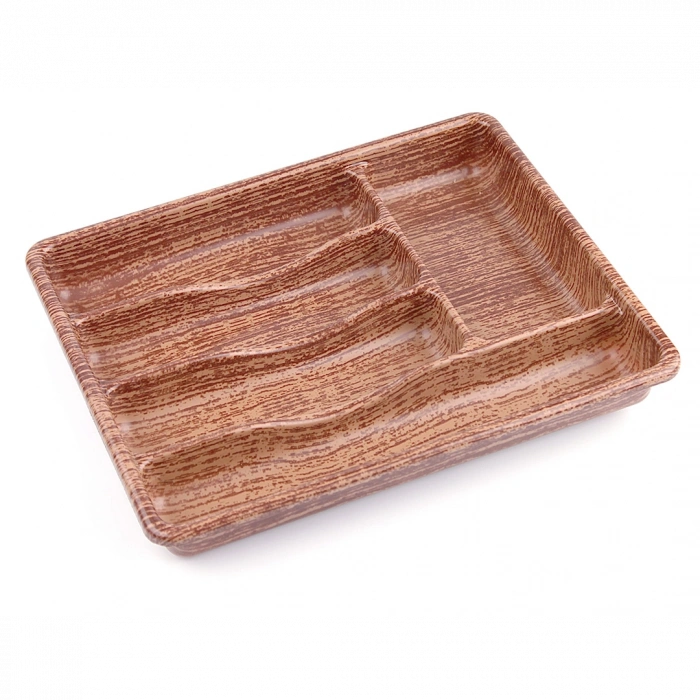 AHŞAP RENK - 5 BÖLMELİ ÇEKMECE İÇİ KAŞIKLIK 36X29CM (5263)