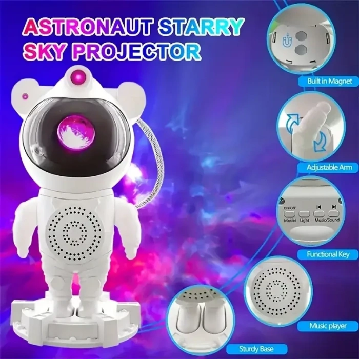 Akıllı Astronot Projeksiyon Gece Aydınlatma &amp; Bluetooth Hoparlör (5263)