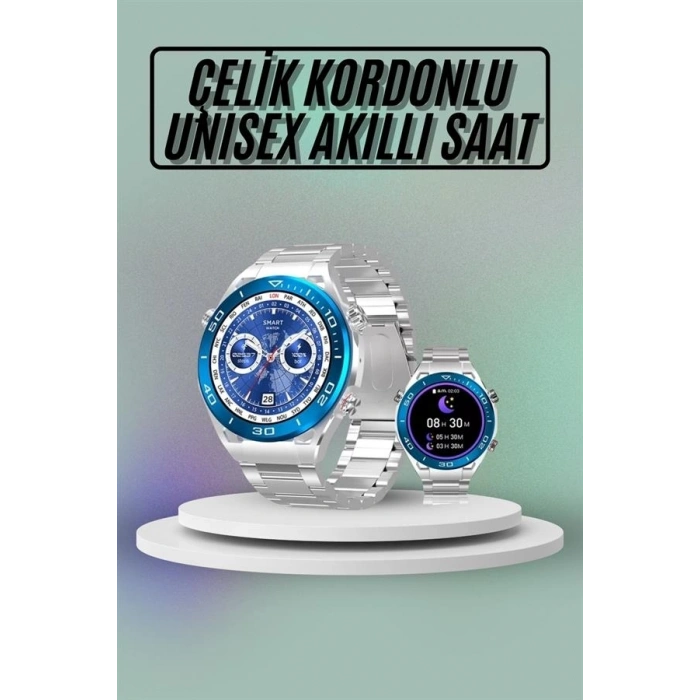 Akıllı Saat Çelik Kordonlu Amoled Ekran Android Ve İos Uyumlu Çağrı Cevaplayabilen Yeni Nesil