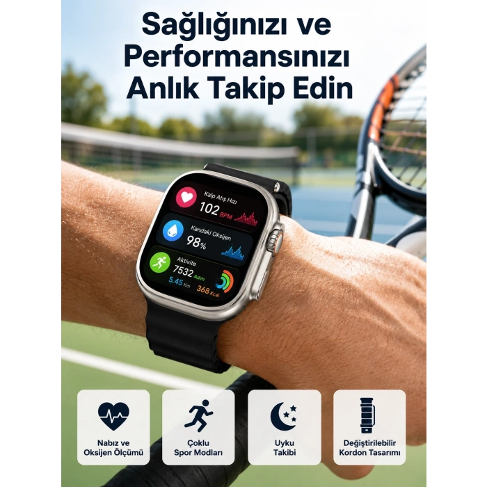 Akıllı Saat Çok Fonksiyonlu Unısex Sosyal Medya Girişli Bluetooth Bağlantılı