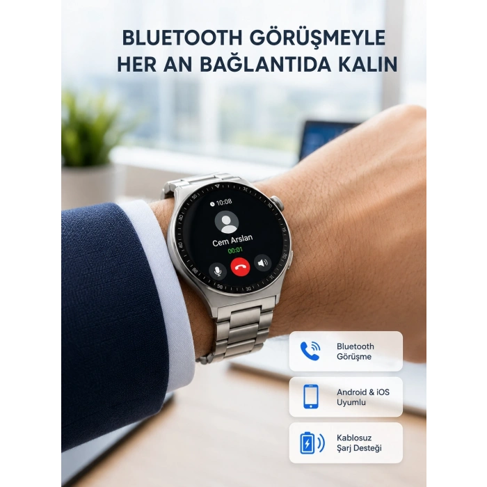 Akıllı Saat Nfc – Bluetooth Arama Ve Kablosuz Şarj Özellikli