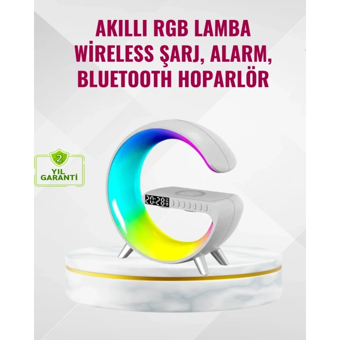 Akıllı Uyku Lambası Gündoğumu Alarmı Kablosuz Şarj Ve Müzik Çalar