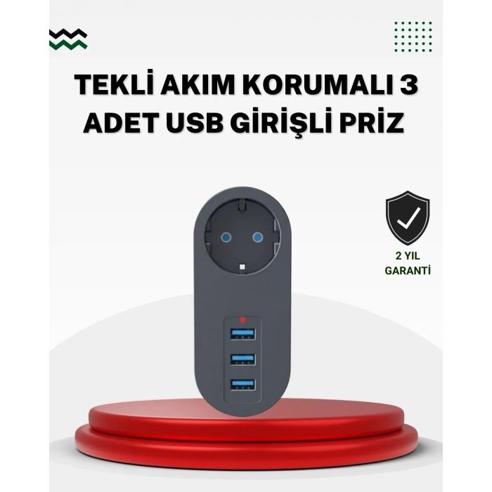Akım Korumalı Usb’li Priz – Güçlü 2500w, Isı Ve Çocuk Koruması