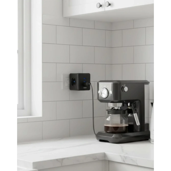 Akım Ve Voltaj Korumalı Küp Priz 3 Usb Destekli