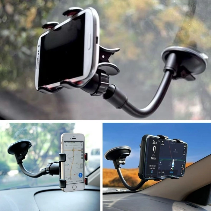 Akrobat Cama Sabitlenen Güçlü Vakumlu 360 Derece Dönen Tüm Modellere Uyan Oto Telefon Tutucu (5263)
