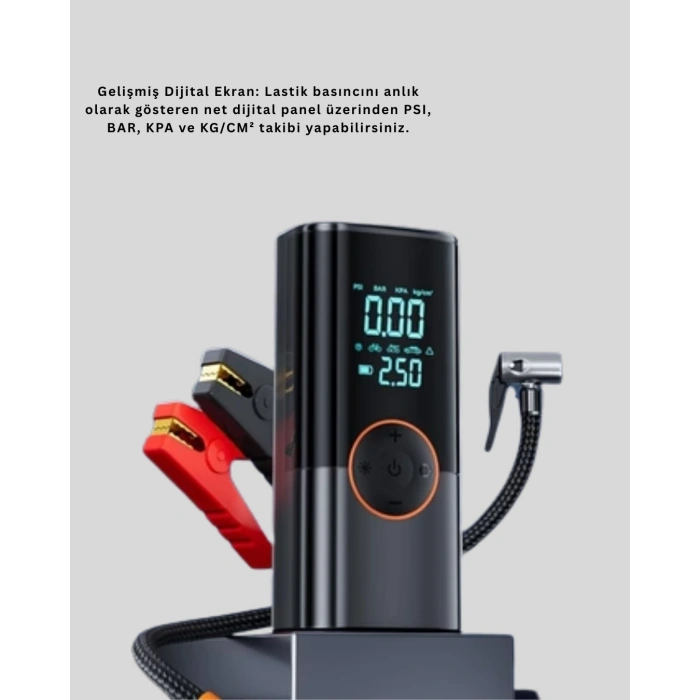 Akü Takviye Cihazı Jump Starter Ve Dijital Hava Kompresörü