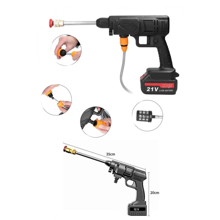 Akülü Oto Araç Yıkama Yüksek Basınçlı Araba Yıkama Makinesi Şarjlı