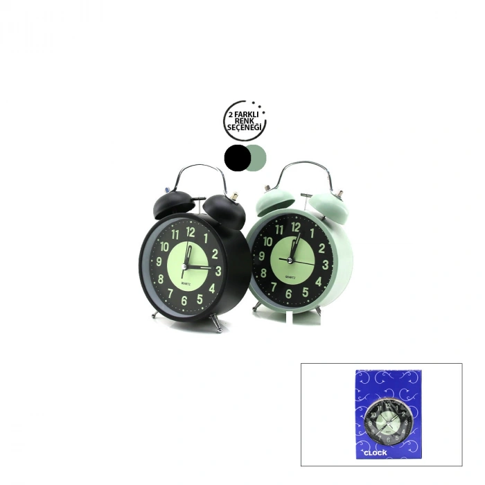 ALARM CLOCK NO-847 YUVARLAK MASA ÇALAR SAAT METAL KASA RENKLİ PİLLİ - IŞIKLI - FOSFORLU ÇAP: 11CM BGC-37 HERHANGİ BİR RENK GÖNDERİLİR (5263)