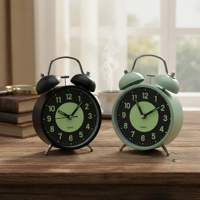 ALARM CLOCK NO-847 YUVARLAK MASA ÇALAR SAAT METAL KASA RENKLİ PİLLİ - IŞIKLI - FOSFORLU ÇAP: 11CM BGC-37 HERHANGİ BİR RENK GÖNDERİLİR (5263)