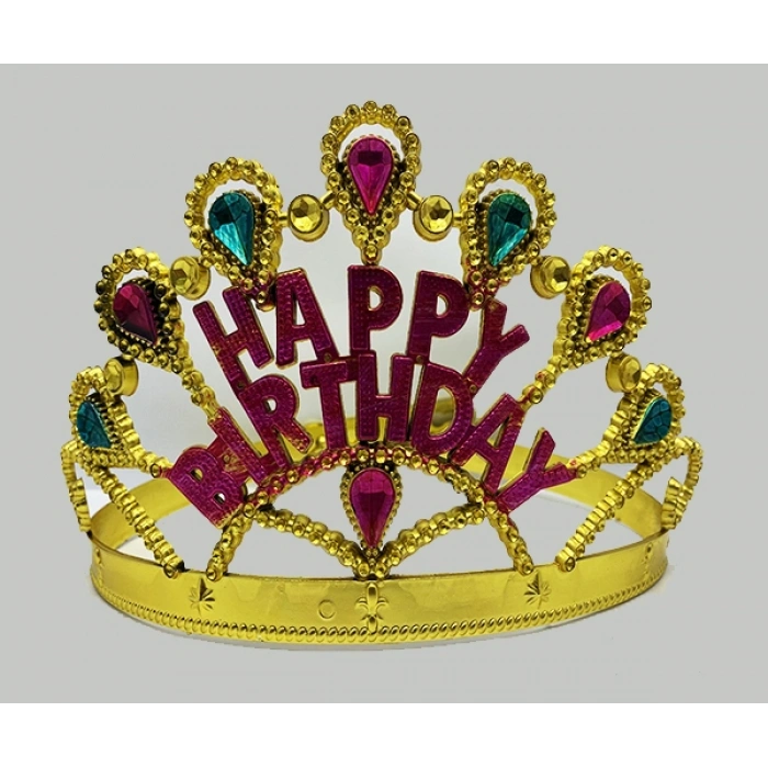 Altın Renk Happy Birthday Yazılı Doğum Günü Tacı 60 cm (5263)