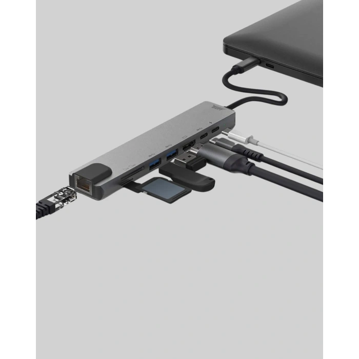 Alüminyum Kasalı Macbook Usb-c Hub – 4k Hdmı, Usb 3.0, Sd/tf Kart Girişi, Pd Şarj Desteği