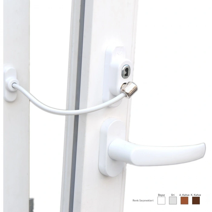 Anahtarlı Halatlı Pvc Kapı Pencere Emniyet Kilidi (5263)
