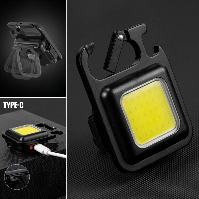 Anahtarlıklı, Açacaklı,Güçlü Mıknatıslı 3 Farklı Led Modlu Mini Boy Asılabilen Led Kamp Aydınlatması,El Feneri (5263)