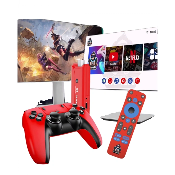 Android Game Stick 10k Hd 64gb Çift Kollu Tv Oyun Konsolu