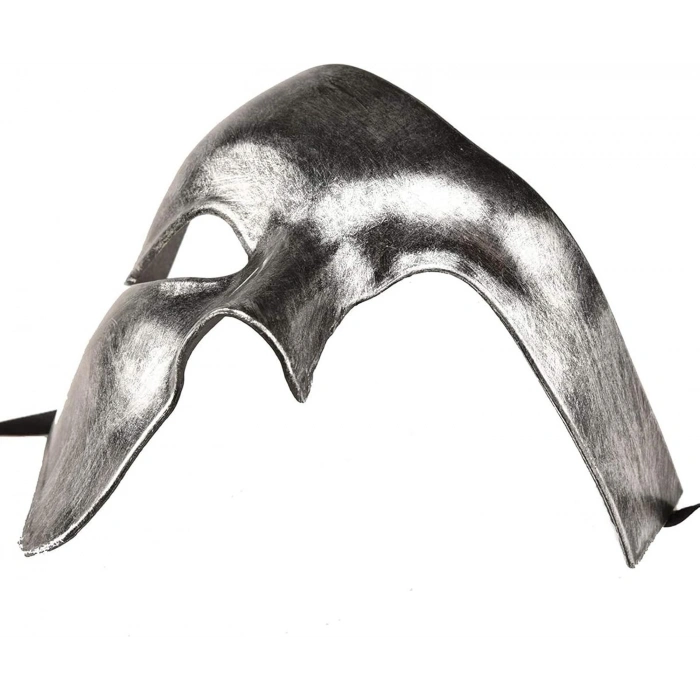 Antik Eskitme Gümüş Erkek Yarım Maske - Phantom &amp;amp; Balo Maskesi (5263)