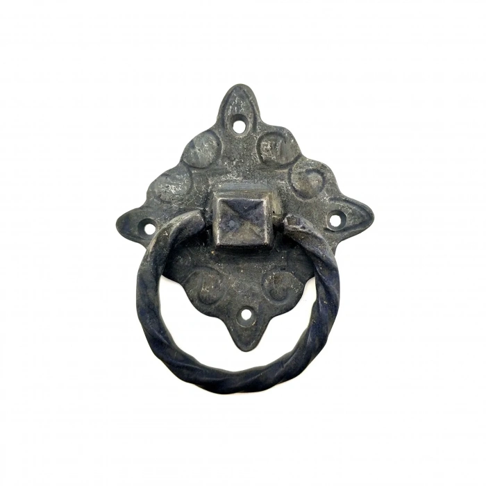 Antika Tarz Dekoratif Pirinç Mobilya Kulbu, Kapı Kilit Halkası - 94x97 Mm, Büyük, Oksit