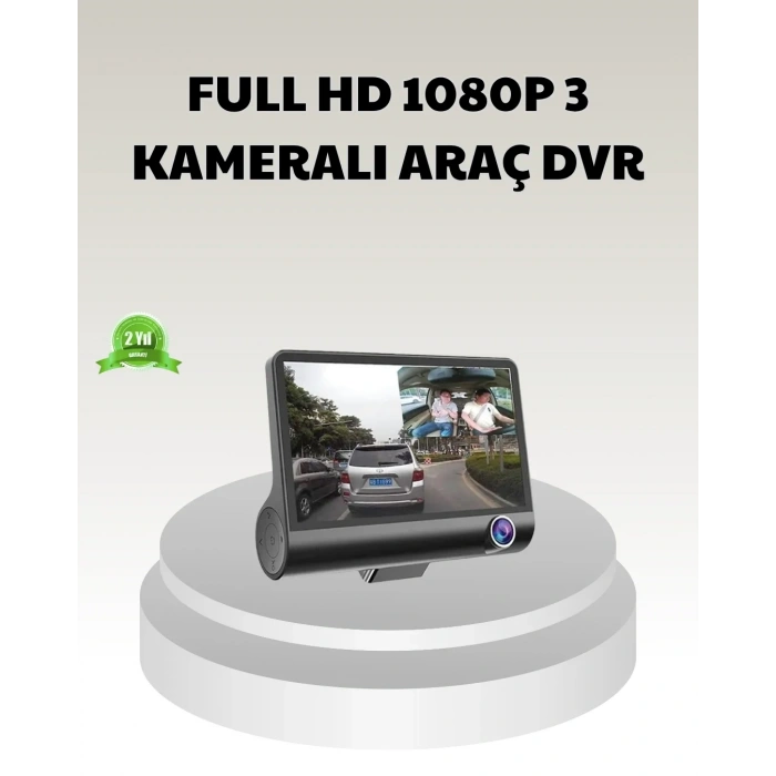 Araç Dvr Kamerası 3’lü 170° Geniş Açılı Full Hd Ve Park Destekli