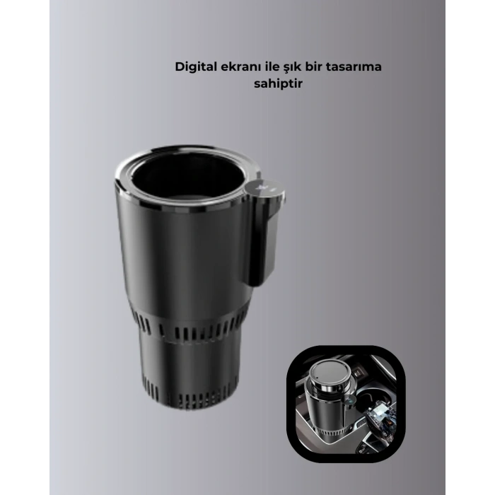 Araç İçi Akıllı Bardaklık Isıtıcı Soğutucu Dijital Ekranlı