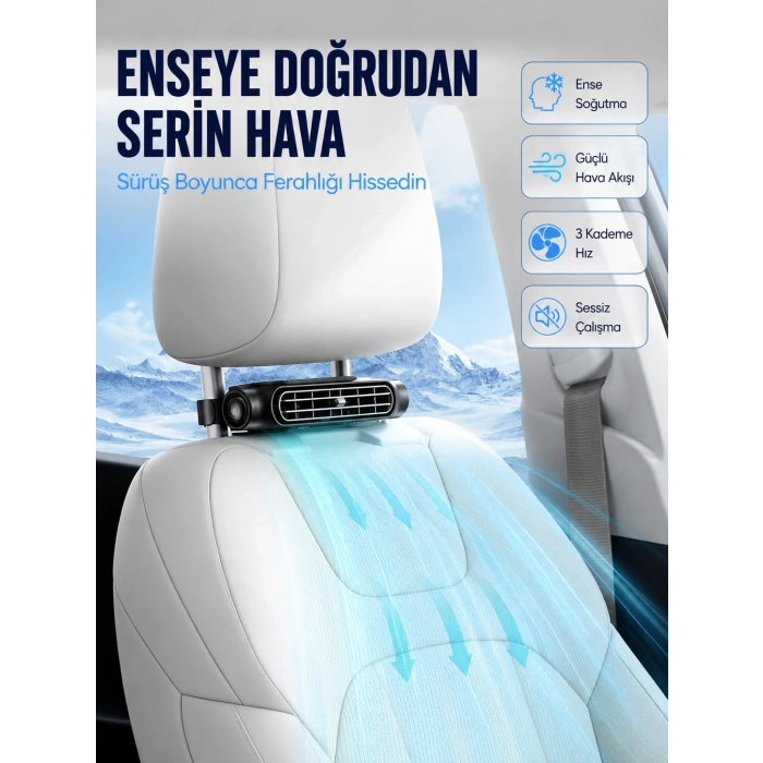 Araç İçi Boyun Serinletme Fanı Usb-c Şarjlı Güçlü Hava Akışlı Soğutucu