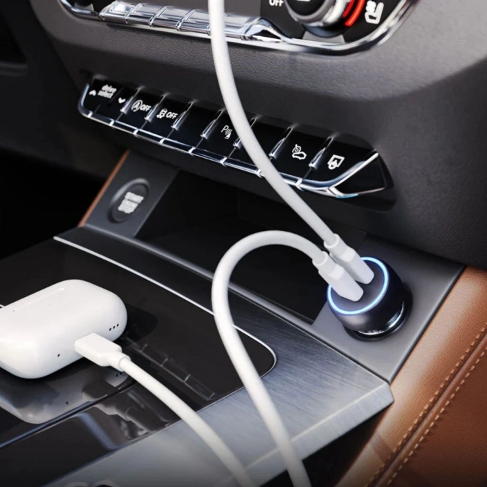 Araç İçi Çakmaklığa TakılanType-C ve USB Girişli 2 Portlu Hızlı Şarj Adaptörü (5263)