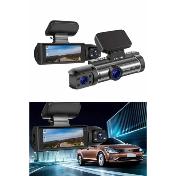 Araç İçi Full Hd Kamera Ön Ve Arka Kameralı Ekranlı Araç Kamerası