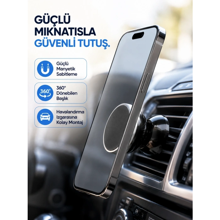 Araç İçi Telefon Tutucu Mıknatıslı Havalandırma Izgarası Telefon Standı