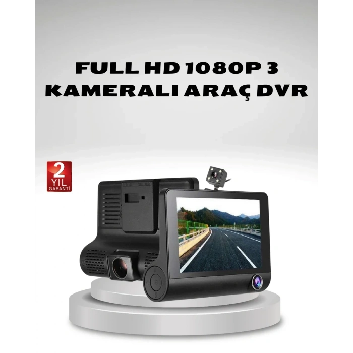 Araç Kamerası 3’lü Full Hd Dvr 1080p Gece Görüşlü Ve G-sensörlü