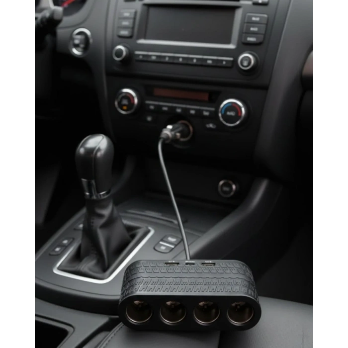 Araçlar İçin 4’lü Çakmak Çoklayıcı Type C Usb Ve Koruma Sistemli