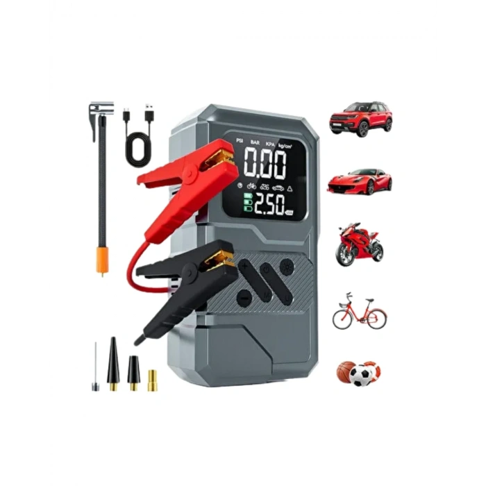 Araçlar İçin Akü Takviye Lastik Şişirme Ve Powerbank Cihazı