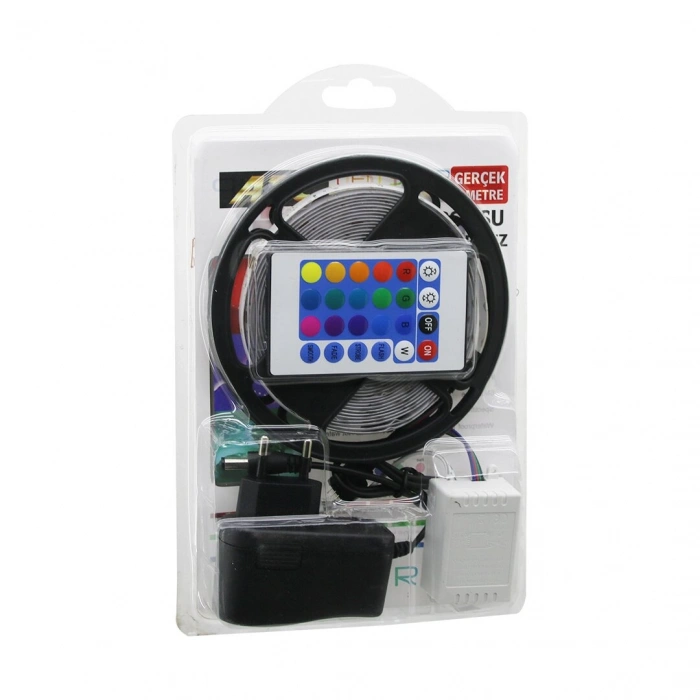 ATC LED STRIP EL-07-RUS-K  5MT  KUMANDALI - ADAPTÖRLÜ RGB RENKLİ ŞERİT LED IP65=SU GEÇİRMEZ SMD=2835 54LEDs/m (5263)