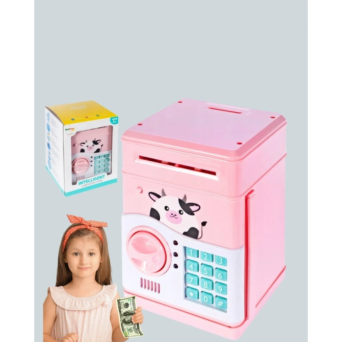 Atm Tasarımlı Pembe Işıklı Sesli Çocuk Kumbarası