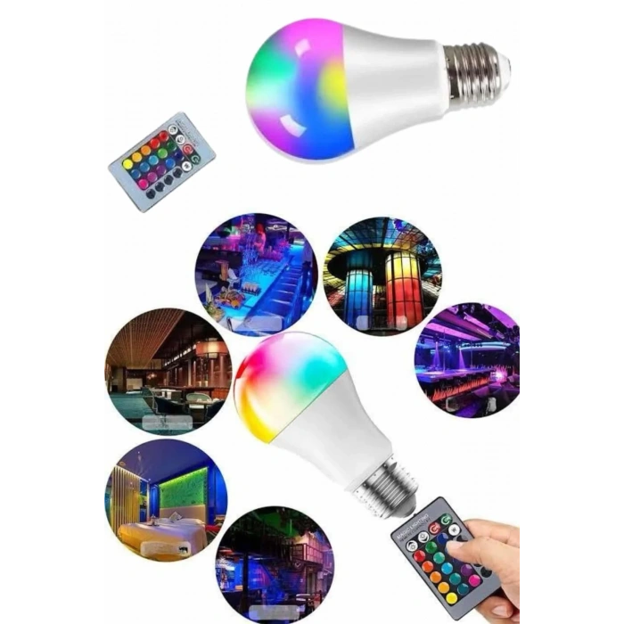 Ayarlanabilir Parlaklık Rgb Led Ampul Beyaz Lamba Ve Renkli Ampul
