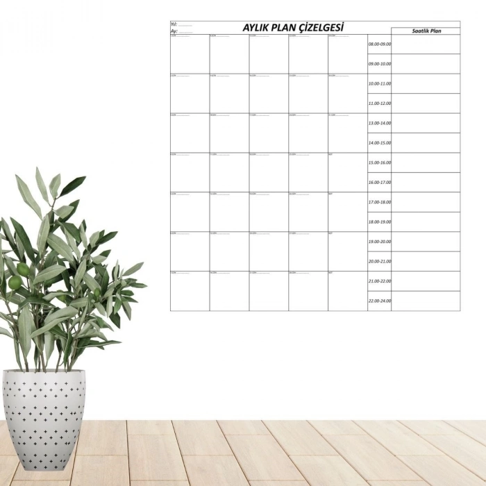 Aylık Planlayıcı Manyetik Duvar Stickerı Takvim Plan Çizelgesi (5263)