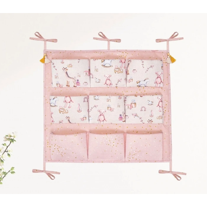 Baby 9 Cepli Bağlamalı Beşik Kenarı Düzenleyici (pembe)