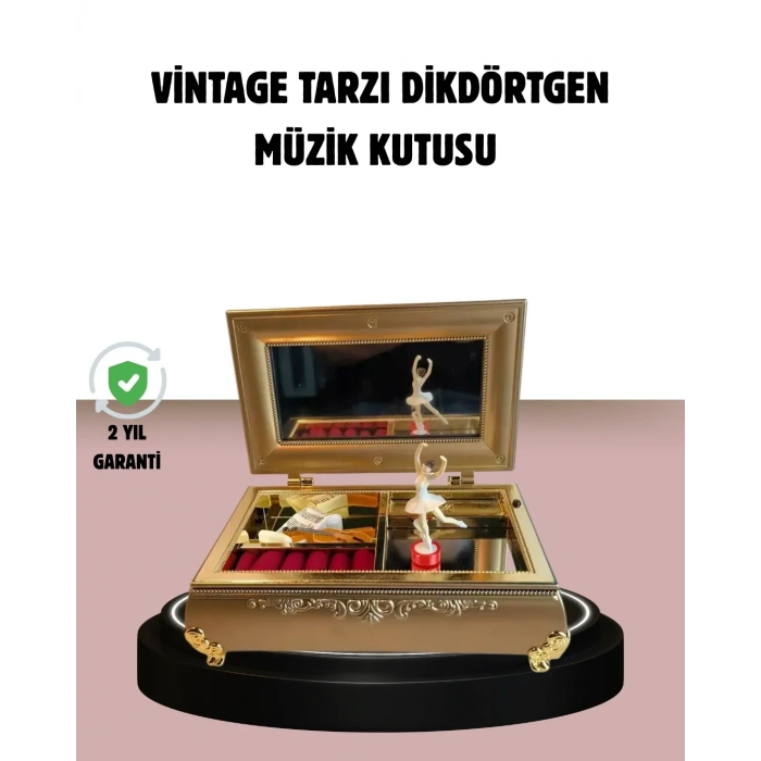 Balerinli Müzikli Takı Kutusu Piyano Tasarım Kız Çocuk Hediyelik