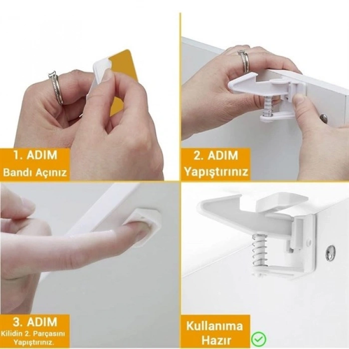 Bebek Çocuk Güvenliği Korumalı Yapışkan Çekmece ve Dolap İçin Tutucu Gizli Güvenlik Kilidi (5263)
